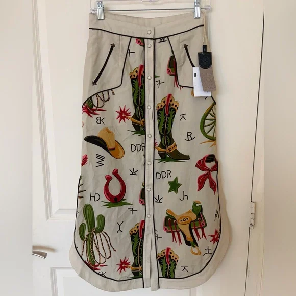 NWT Double D Ranch Atomic A-Line Western Skirt Size 2 - Picture 3 of 7